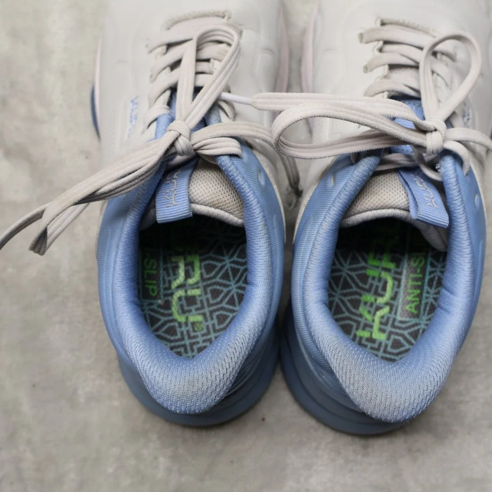 Kuru Flux Sneakers Women 7.5 White Blue Leather Mesh Orthopedic Walking Shoes
